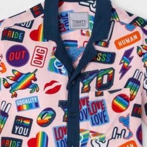 🌈 New Unisex Gay Lesbian PRIDE Button Down Shirt LGBTQ Bisexual RAINBOW 🌈 NWT